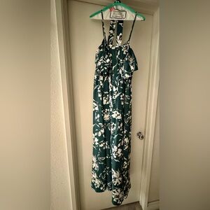SHEIN Green and White Floral Off the Shoulder Dress